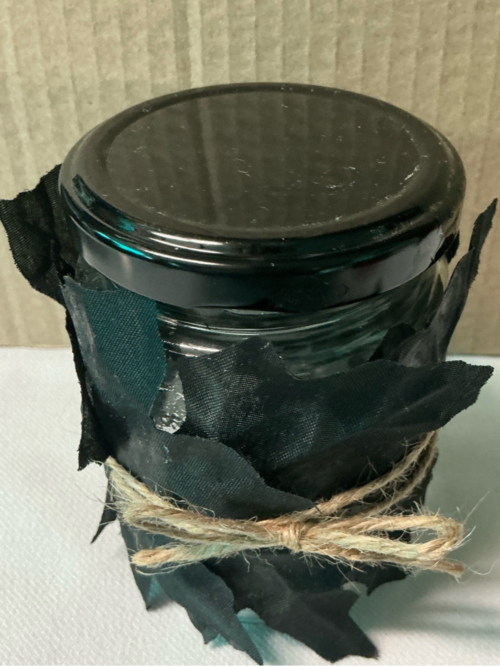 Black Handmade Decorative Fall Leaf Jar